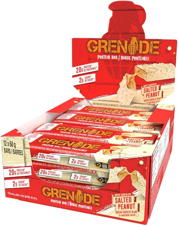 Grenade Carb Killa High Protein and Low Sugar Candy Bar 12 X 60 g - White Chocolate Salted Peanut12 Count (Pack of 1)