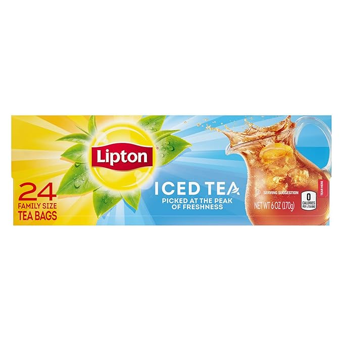Lipton Unsweetened Iced Tea Bags Family Size Zero Calories 144 Total Tea Bags (24ct - Pack of 6)