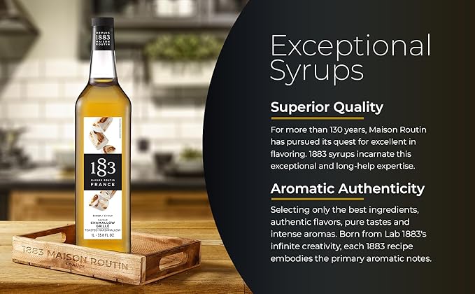 1883 Toasted Marshmallow Syrup for Drinks 1 Liter Glass Bottle
