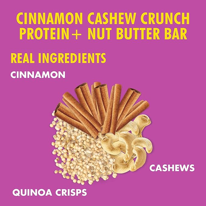 B.T.R. Nation Vegan Keto Plant Based High Protein &amp High Fiber Bars - Cinnamon Cashew Crunch Protein+ | 12 Bars | Low Carb &amp GF Free of Sugar Alcohols Dairy Soy and with Powerful Superfoods