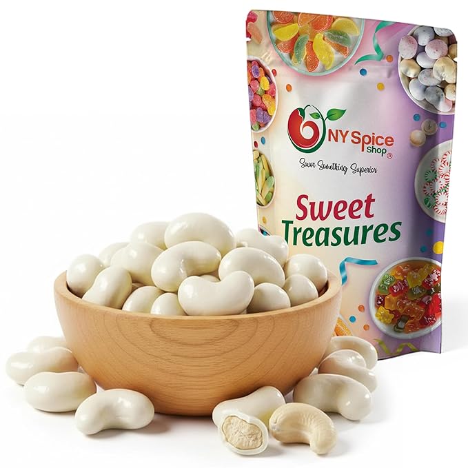NY Spice Shop White Chocolate Covered Cashews - 3 Pound Candy Coated Cashew - Trail Mix White Chocolate Sweet Nut Snacks - Healthy Cashews Snacks for &amp Candy Buffet