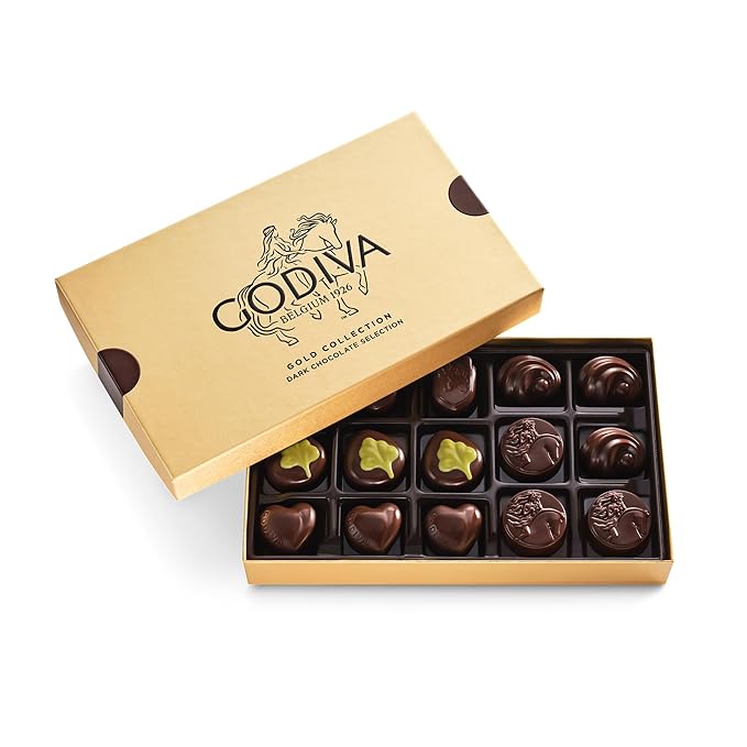 Godiva Gold Dark Chocolate Gift Box Belgian Dark Chocolates with Pralinés Ganaches &amp Caramels Gourmet Gift for Birthdays Holidays Kosher 15 Pc