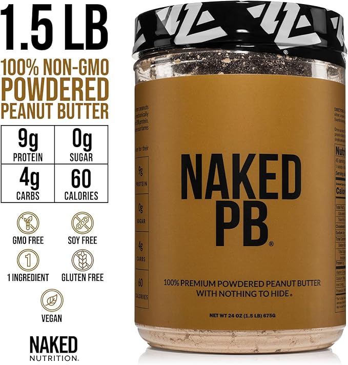 NAKED Chocolate Pea Protein Isolate 5LB Bulk PB Powdered Peanut Butter 1.5LB (45 Servings) – Plant-Based Vegan Non-GMO Gluten Free Soy Free Lactose Free