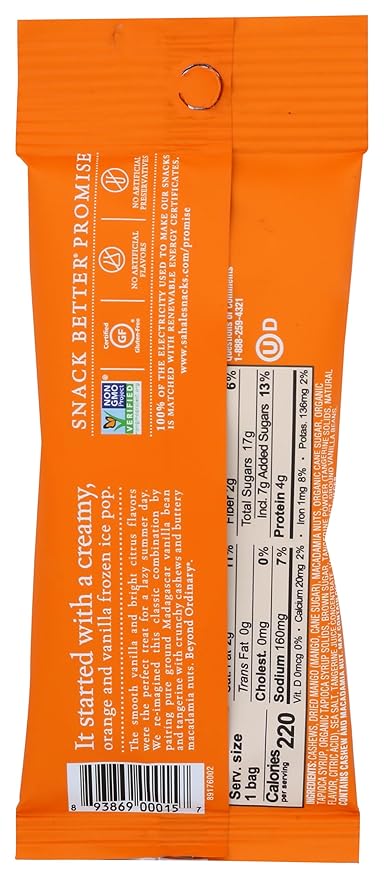 Sahale Tangerine Vanilla Cashew Glazed Nut Mix 1.5 Ounces (Pack of 9)