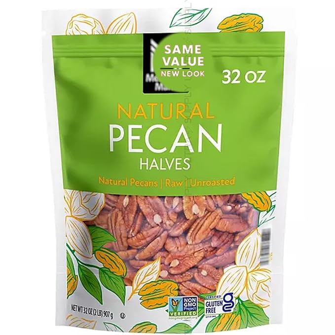Members Mark Natural Pecan Halves (32 oz.) Unsalted Raw Pecans Fresh &amp Resealable Bag Great for Baking Snacking and Cooking