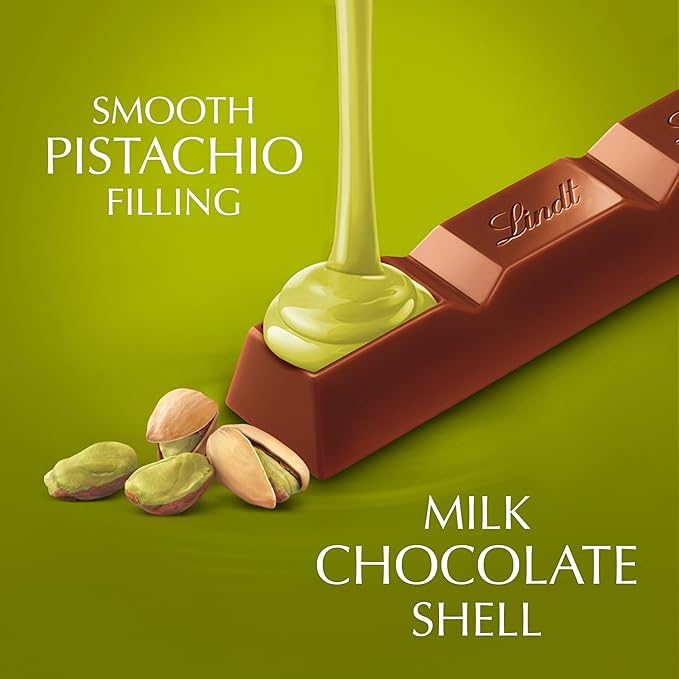 Lindt LINDOR Pistachio Milk Chocolate Candy Truffle Stick 1.3 oz. Pack of 24