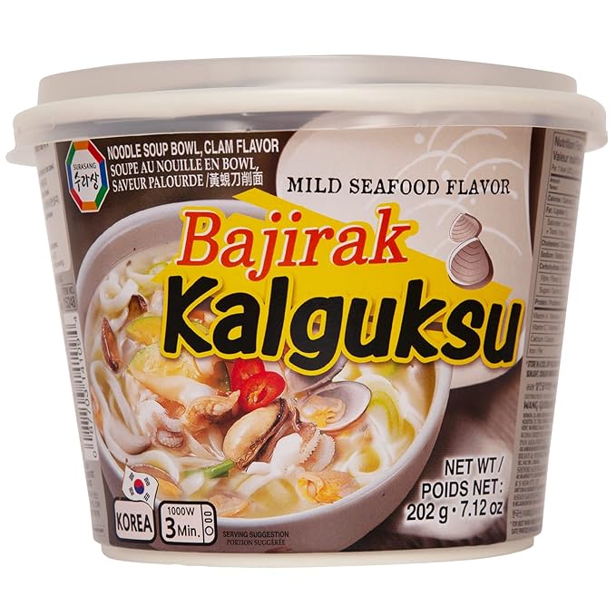 Surasang Bajirak Kalguksu Korean Knife Cut Noodle with Clam Soup Refreshing and Simple 7.12 Ounce 6 Cups of Noodles