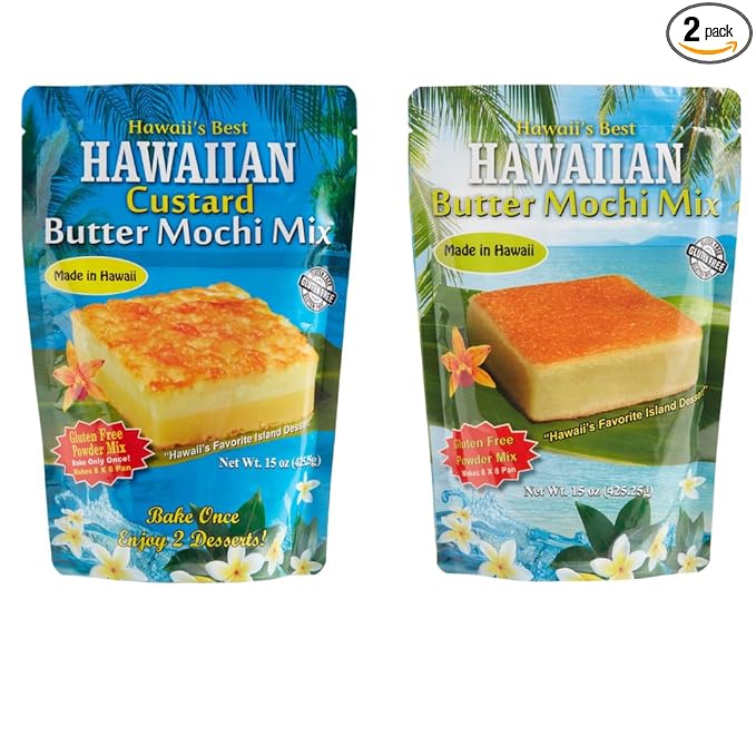 Bundle of Hawaii's Best Butter Mochi Mix and Custard Butter Mochi Mix 15 oz