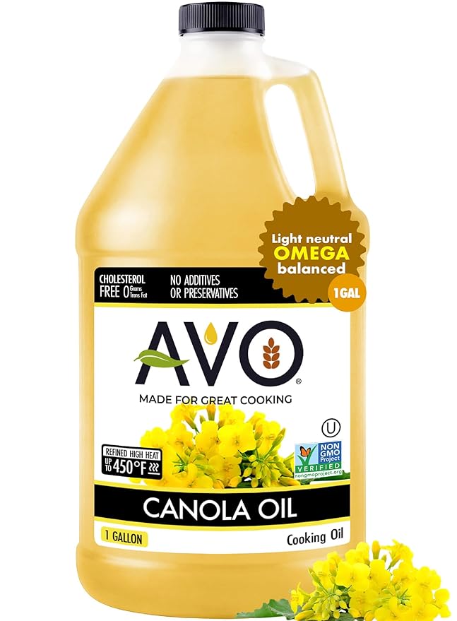 AVO Expeller Pressed Canola Oil for Cooking and Frying 1 Gallon NON-GMO High Smoke Point 465°F Everyday Cooking oil