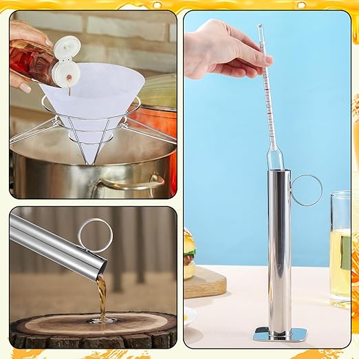 14 Pcs Maple Syrup Making Kit with Maple Syrup Hydrometer Kit and Filter Set Include Maple Syrup Hydrometer Test Cup Brush Filter Holder and 10 Pcs Filter Cloths for Maple Syrup Supplies