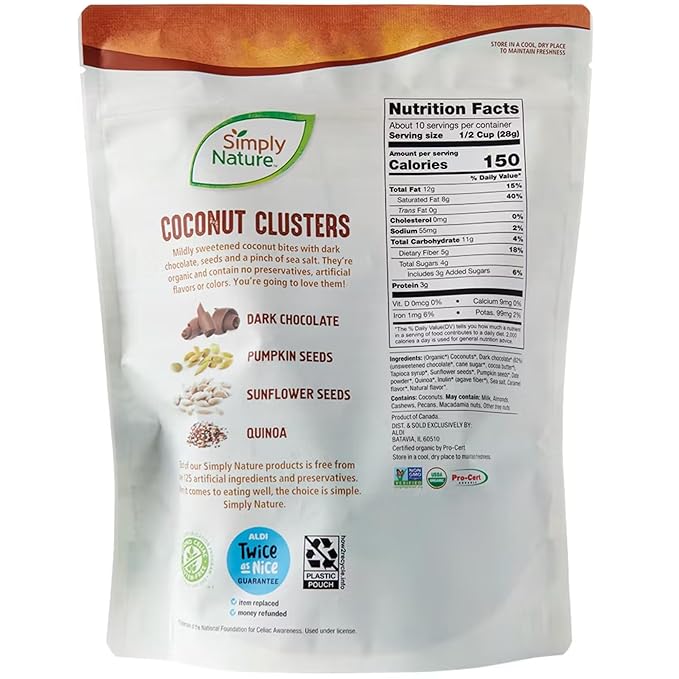 4-PACK ADDICTIVE DELICIOUS AND NUTRITIOUS Simply Nature Keto Coconut Clusters – 4-Pack Snack Mix – 2 Original + 2 Dark Chocolate – Low Carb Gluten-Free Healthy Crunchy Snack Plant-Based Addictiv