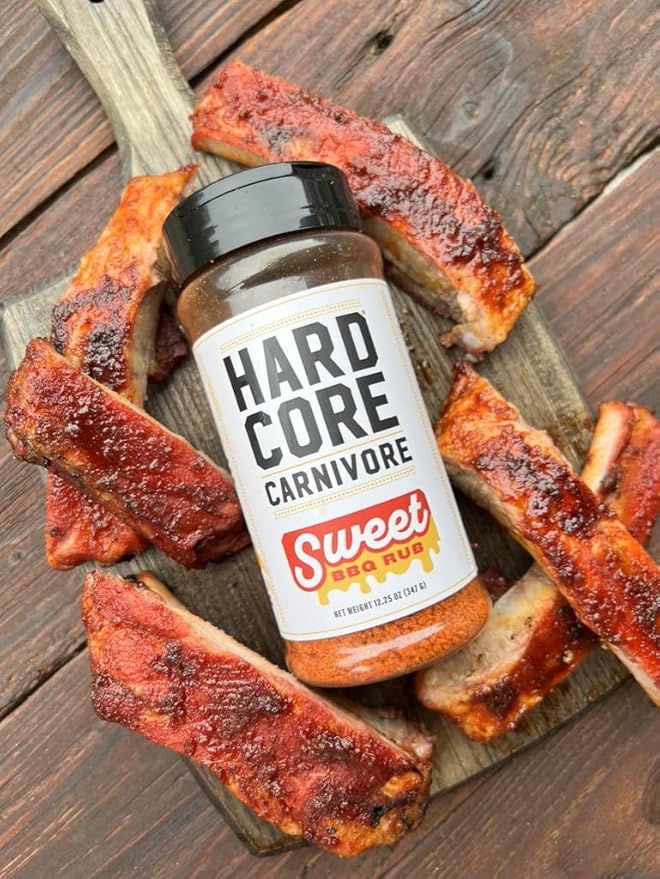 Hardcore Carnivore Sweet BBQ Seasoning (56 oz Mega Pack) Texas-Made Bold Sweet BBQ Rub for Grilling Ribs Pork Chicken and More