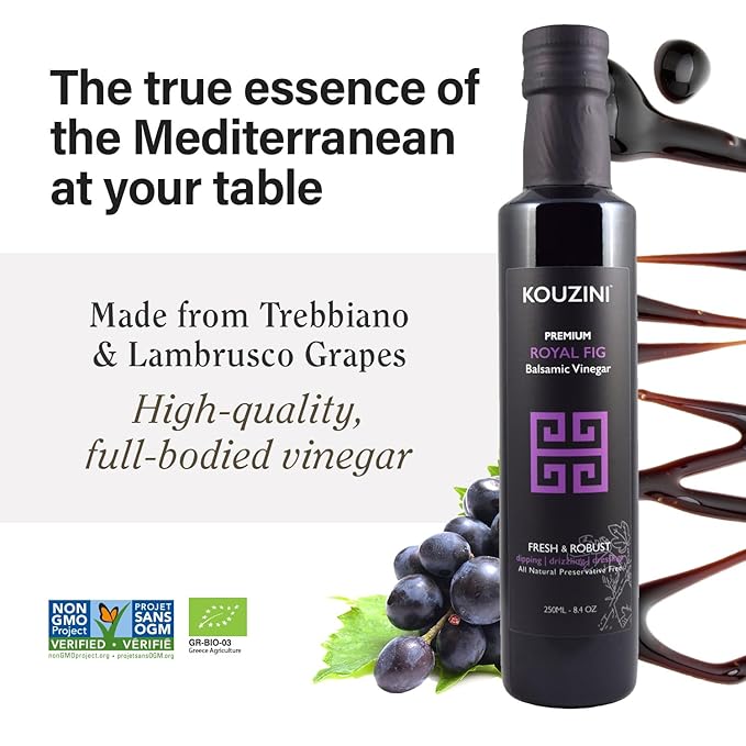 Kouzini Ultra Premium Royal Fig Balsamic Vinegar Aged Balsamic Vinegars from Modena Italy Premium Smooth &amp Full-Bodied Flavor 250ml Bottle