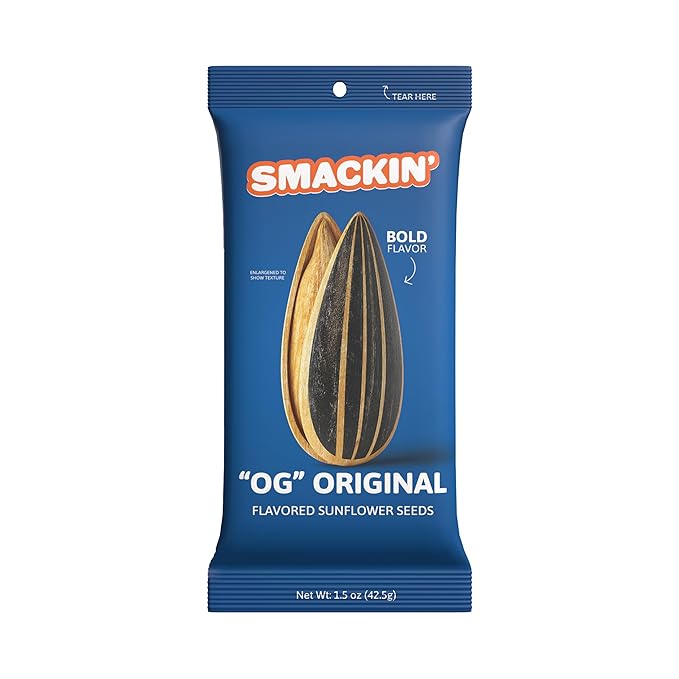 SMACKIN' Sunflower Seeds Roasted Jumbo Small-Batch American Made - Original. 1.5oz bags (36 Pack)