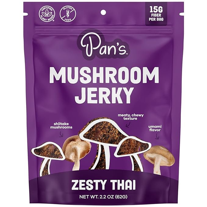 Vegan Jerky Sampler Box: Vegan Plant-Based Jerkies Made from Mushroom (PAN'S) Pack of 5