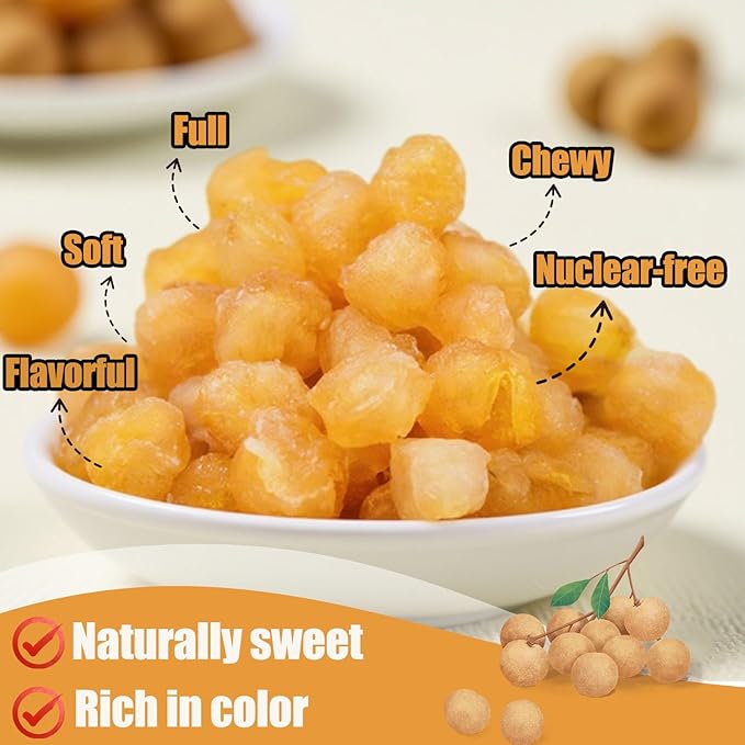 Premium Dried Longan Fruit 230g/8oz 100% Natural Longan Fruit Meat 桂圆肉 No Sugar Added &amp No Additive Healthy Snack Perfect for SnacksTeaporridgeDessert Cooking