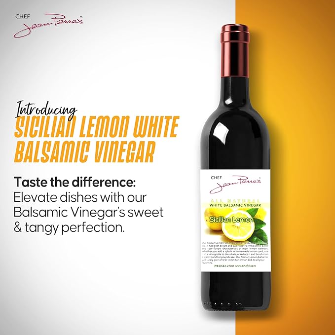 Chef Jean Pierre's Italian Balsamic Vinegar - 375ml (12.5oz) Rich Lemon Flavor 12-Years Traditional Barrel Aged - Ideal For Enhancing Your Meals