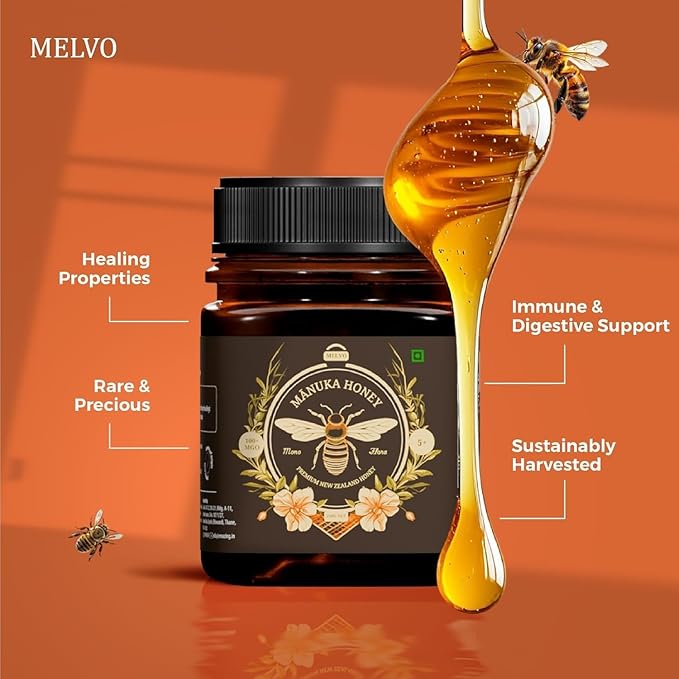 MELVO Manuka Honey MGO 263+ Manuka Honey (250g/8.8oz) Superfood Authentic Raw Honey from New Zealand