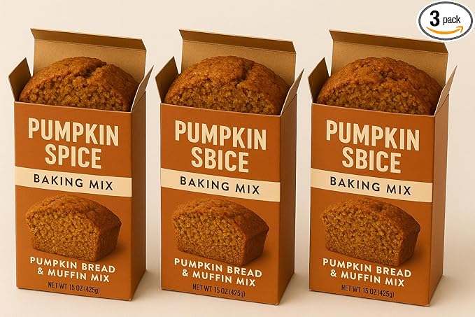Pumpkin Spice - 3 (15 oz) Pack Box Multipurpose Baking Mix Pumpkin Spice for Quick Bread Pancakes and Cookies