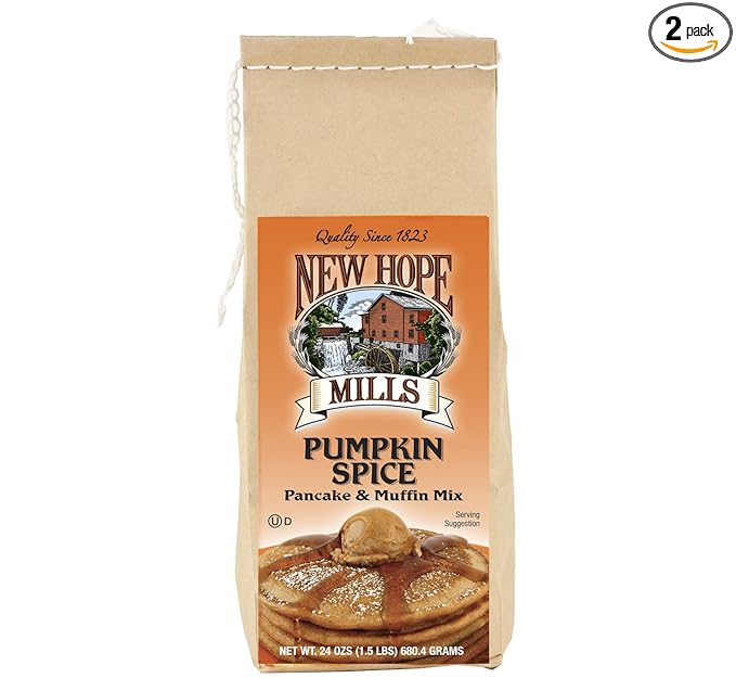 New Hope Mills Flavored Pancake Mix- Two 24 oz. Bags- Your Choice of 5 Different Varieties (Pumpkin Spice)