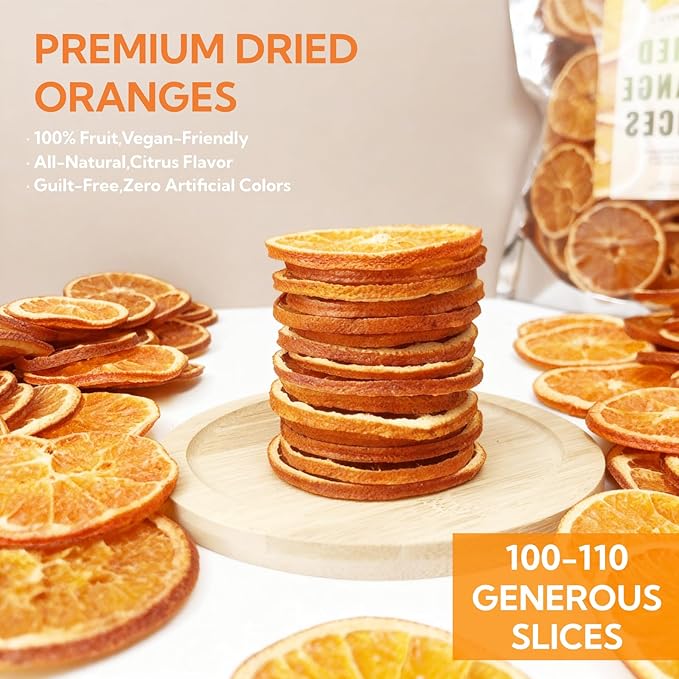 1.1LB(500g) Natural Dried Orange Slices BulkApprox 100-110 WheelsDehydrated Orange Slices NO AddtivesDried Oranges Sugar FreeDehydrated Fruit for CocktailsChristmas DayCraftsBakingFruit Tea