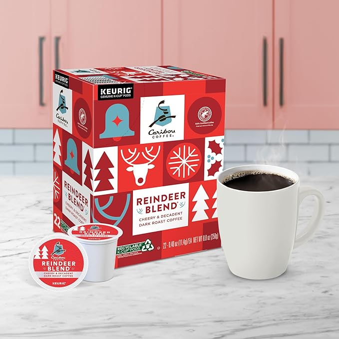 Caribou Coffee Reindeer Blend Single-Serve Keurig K-Cup Pods Dark Roast Coffee Pods 88 Count