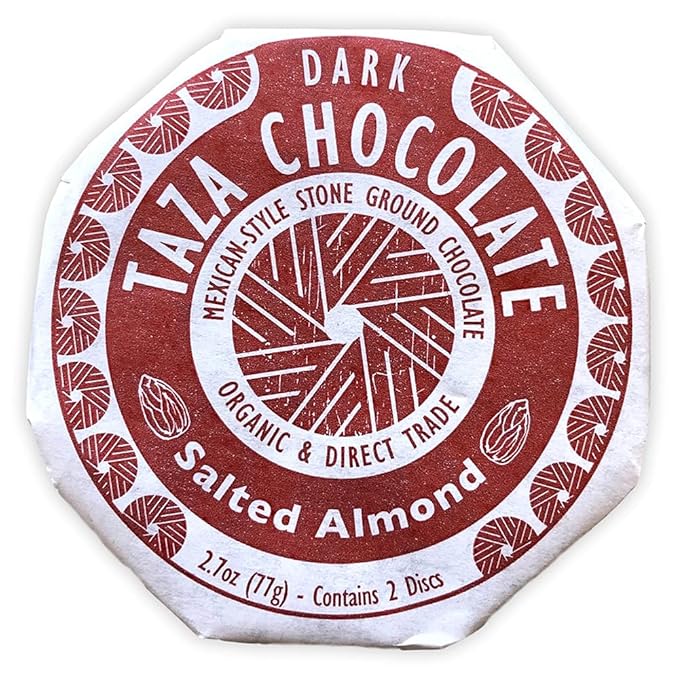 Taza Chocolate Organic Mexicano Disc 40% Dark Chocolate Salted Almond 2.7 Ounce (12 Count) Vegan