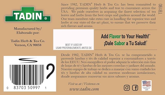 Tadin Cinnamon Apple Herbal Tea Caffeine Free Decaf 24 Tea Bags Pack of 6