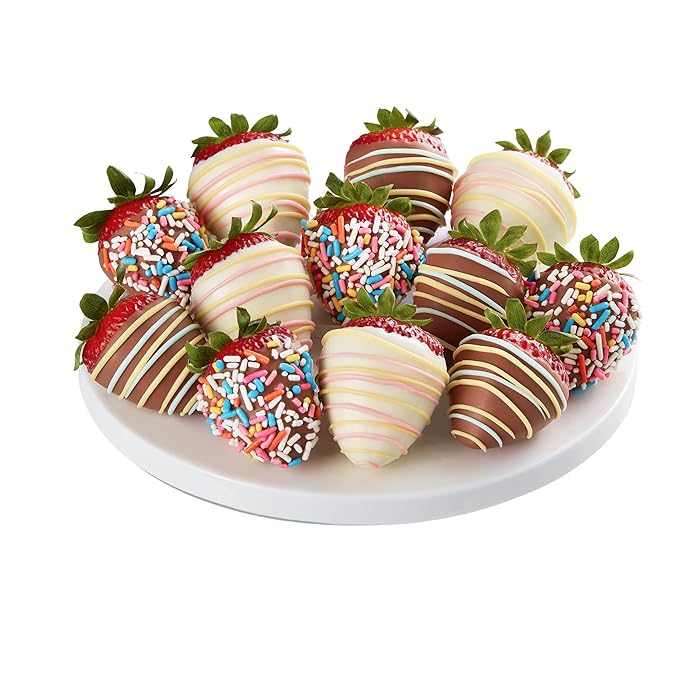 Shari’s Berries Birthday Strawberries | Chocolate Covered Strawberry Gift Box | Ideal for Valentine's Day Anniversary Birthdays Congratulations or Saying Thank You (Full Dozen 12 Berries)