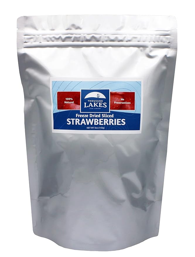 Thousand Lakes Freeze Dried Bulk Berries Bundle - 100% Sliced Strawberries 5 oz Whole Raspberries 2-Pack (2.4 oz total) Whole Blueberries 3.5 oz