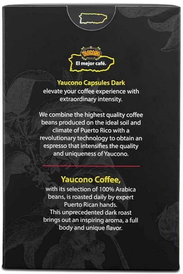 Yaucono Espresso Capsules Dark Roast 100 Percent Coffee from Puerto Rico Compatible with Nespresso Machines 18 Count (Pack of 2)