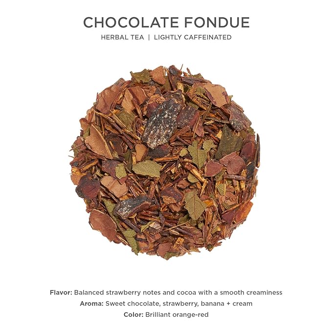 Tea Forte Chocolate Fondue Premium Loose Leaf Caffeinated Herbal Tea Blend Canister Makes 35-50 Cups