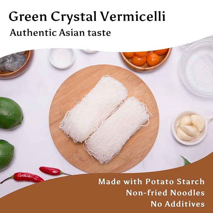SUN RIGHT Premium Mung Bean Vermicelli (Glass Noodles) Bean Thread Noodles Rice &amp Pasta Alternative Gluten-Free Vegan Perfect for Stir Fry Hot Pot &amp Asian Dishes | 1 Pack (16.9OZ)