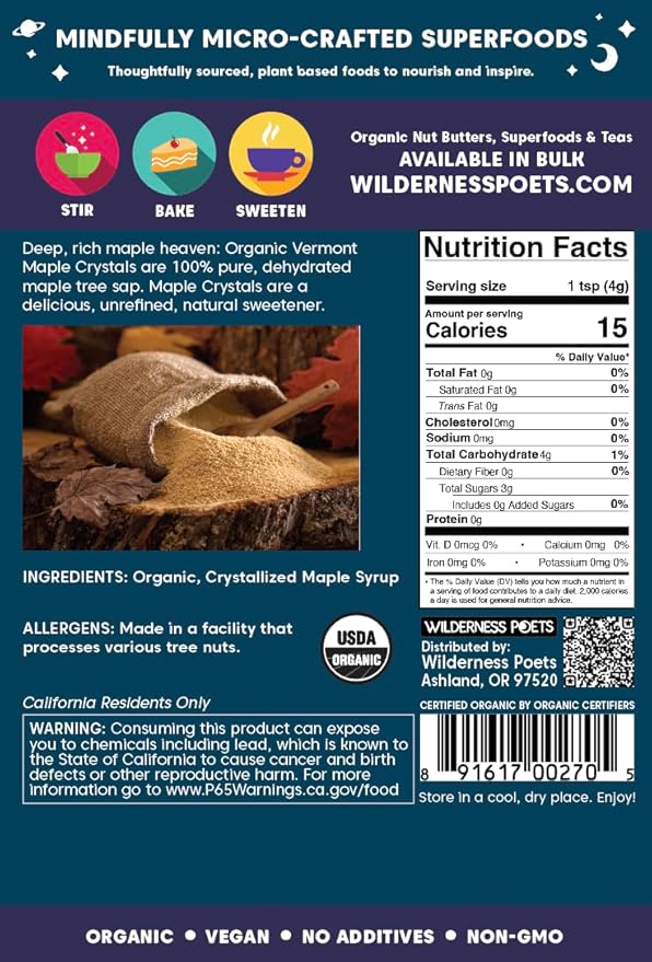 Wilderness Poets Organic Maple Sugar Crystals (80 Ounce - 5 Pound)