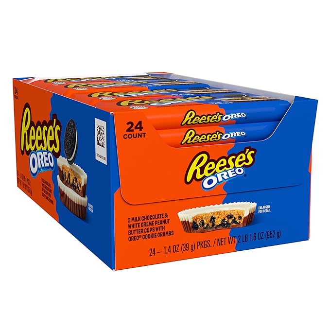 REESE'S OREO Milk Chocolate and White Creme Peanut Butter Cups Candy Packs 1.4 oz (24 Count)