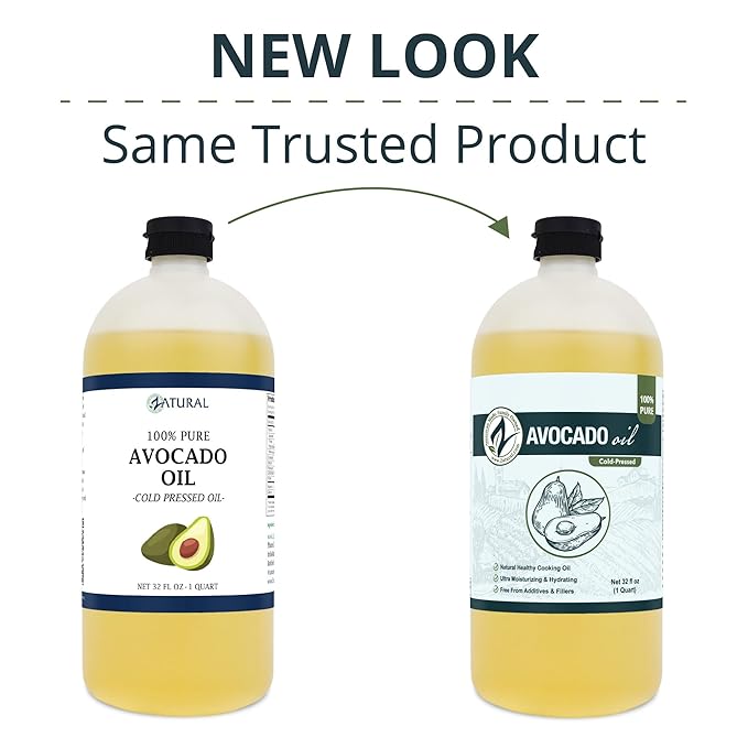 Zatural 100% Avocado Oil Pure Natural without Additives Clean Cold Pressed Non-GMO Vegan: For Cooking Frying Baking and for Sauces Dressings Marinades Salads (32 Ounce)