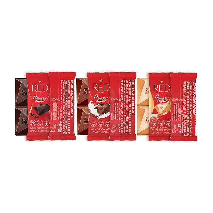 RED Delight®™ 100 Piece Chocolate Gift Box (100 Piece Gift Box w/Bite Size Bars +14 Plush Bear Variety: Milk Dark &amp Blonde)