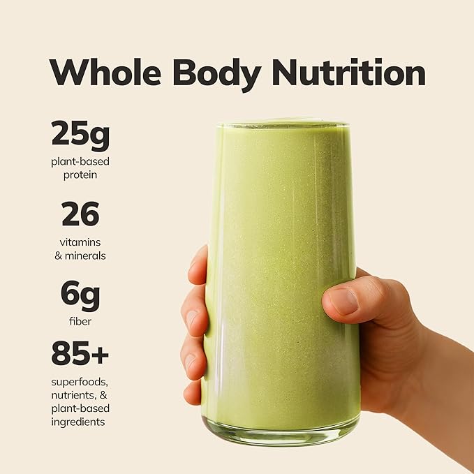 Ka’Chava Whole Body Meal Shake Matcha 2 lb – Vegan Protein Powder with 85+ Superfoods &amp Greens – Plant-Based Meal Replacement with Probiotics &amp Digestive Enzymes – Gluten &amp Dairy Free (15