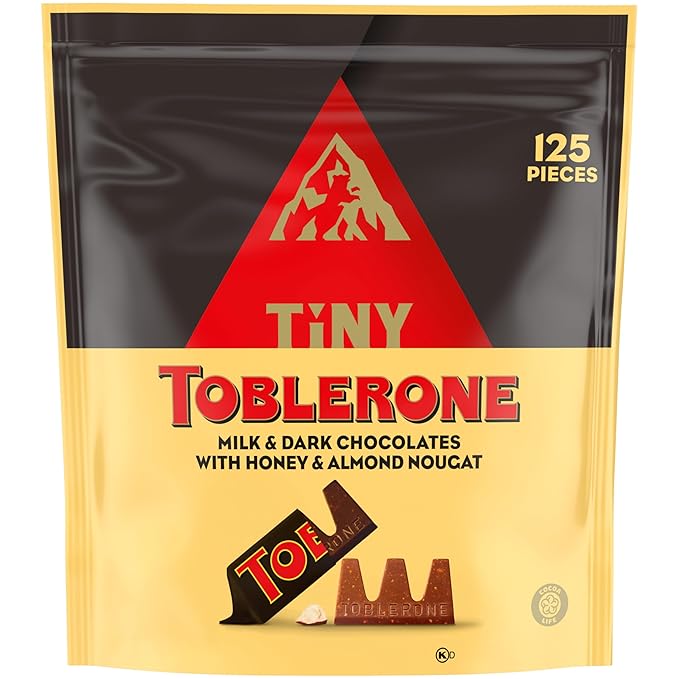 TOBLERONE Tiny Assorted Chocolate Bars Variety Pack (Milk &amp Dark) Bulk Chocolate Halloween Candy 125 Pieces