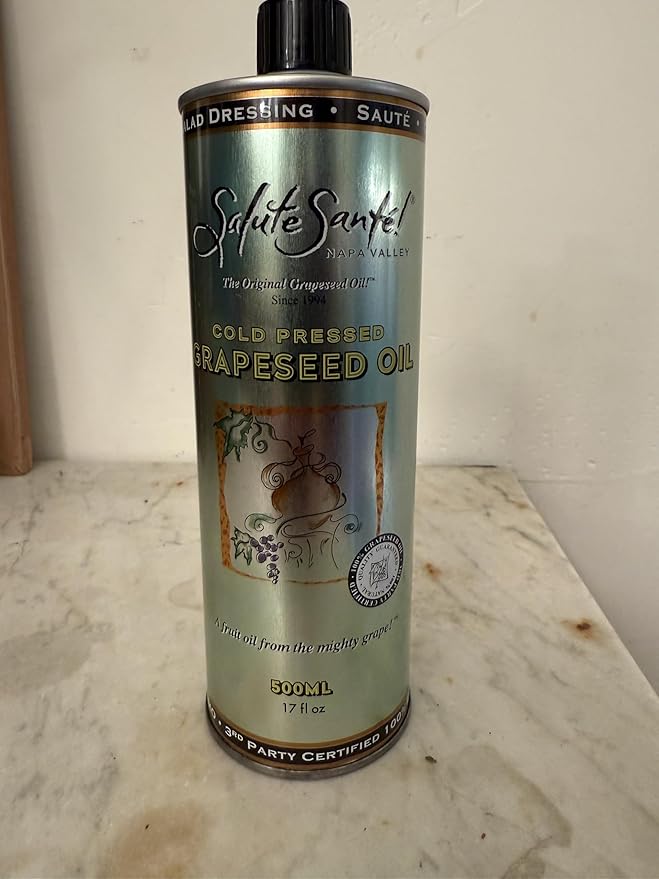 Salute Santé! Cold Pressed Grapeseed Oil – 500 ml 3-Pack — vegetable oil cooking oil grapeseed oil — High Smoke Point Neutral Flavor Ideal for Frying Baking &amp Salad Dressings