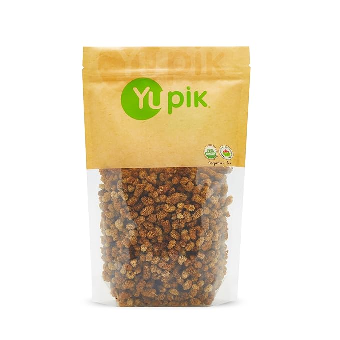 Yupik Organic Dried Mulberries 2.2 lb (35.2 oz) Dried Fruit Non-GMO Vegan Gluten-Free No Added Sugar Oil-Free Healthy Snacks Ideal for Baking &amp Topping
