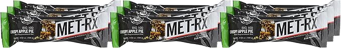 MET-Rx Big 100 Colossal Protein Bars Crispy Apple Pie Meal Replacement Bars 9 Count (Pack of 2)