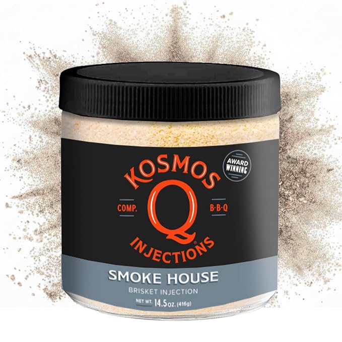 Kosmos Q Smoke House Reserve Blend Injection BBQ Marinade for Brisket Beef &amp More Smoky Mesquite Flavor Moisture-Retaining Meat Seasoning for Smoking &amp Grilling 16 Oz Jar