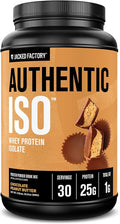 Jacked Factory Authentic ISO Whey Protein Isolate Powder - Low Carb Non-GMO Muscle Building Protein w/No Fillers Post Workout Recovery - 30 Servings Chocolate Peanut Butter