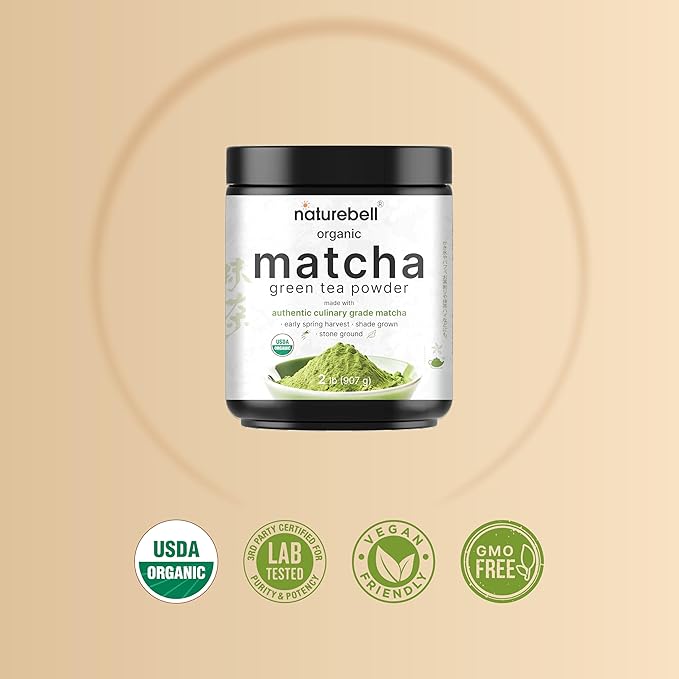 Organic Matcha Green Tea Powder 2 Pounds | Unsweetened with Zero Sugar Culinary Grade Potent Early Harvest Fine Stone Ground – Vegan All Purpose Great for Matcha Latte