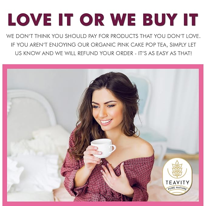 Organic Hibiscus Rosehips Strawberry and Vanilla Herbal Tea Pod for Keurig - Organic Pink Cake Pop Tea Pods by Teavity (36 Tea Pods)