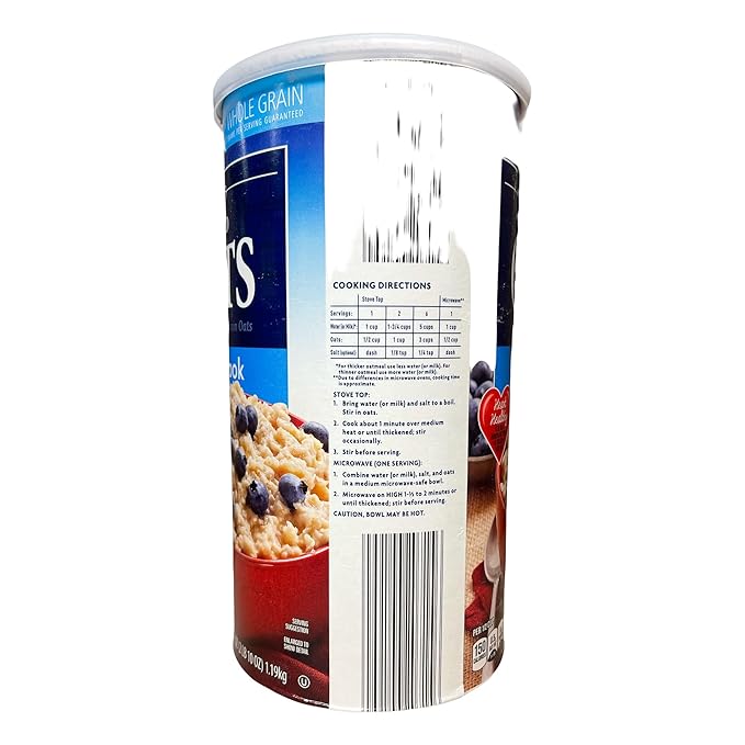 Quick Cook Rolled Oats 100% Whole Grain 42 oz Heart Healthy (Pack of 2)