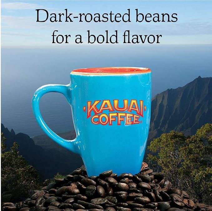 Kauai Whole Bean Coffee Koloa Estate Dark Roast Coffee from Hawaii’s Largest Grower Bold Rich Blend 32 Ounce (Pack of 4)