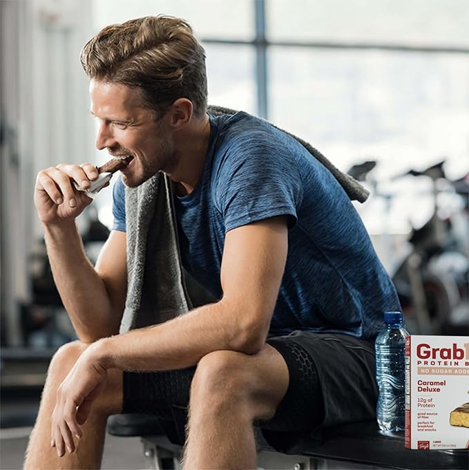 Grab1 Sugar Free Protein Bars Caramel Deluxe (3 Pack- 12 Bars) | Delicious and Nutritious | Low Calorie | Only 1g Sugar
