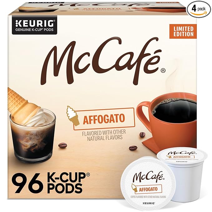 McCafe Affogato Single Serve Keurig K-Cup Pods Flavored Coffee Limited Edition 96-Count Box (4 Packs of 24)